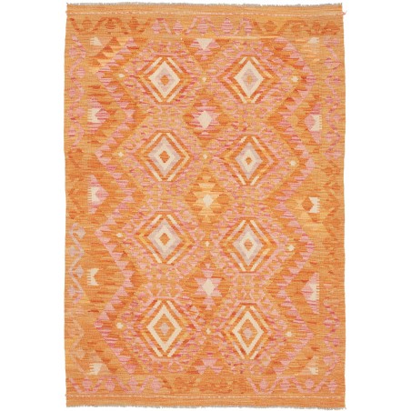 Tappeto Kilim Afghanistan arancione marrone 121x175
