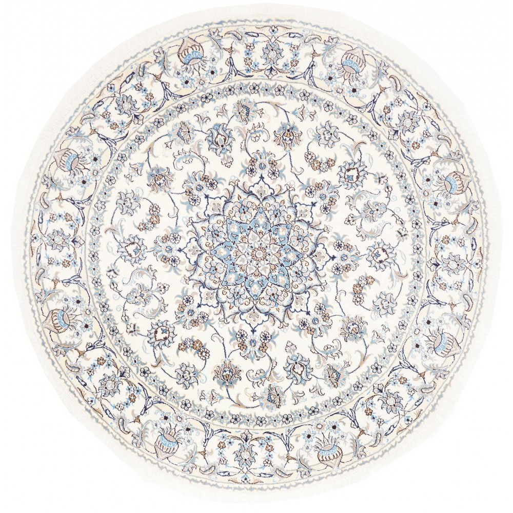Tappeto Nain Kashmar Persia bianco grigio 202x202