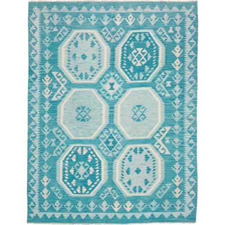 Tappeto Kilim Afghanistan beige azzurro 159x203