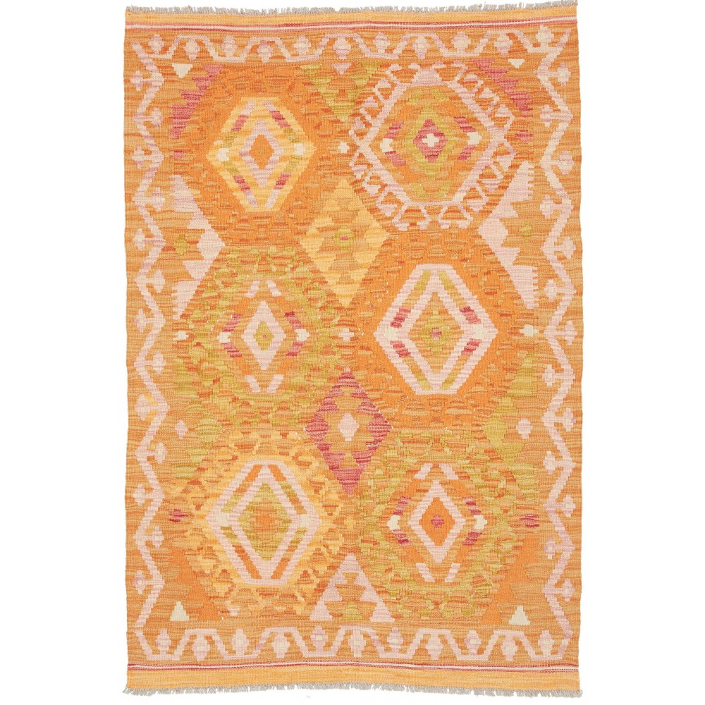 Tappeto Kilim Afghanistan arancione beige 103x151