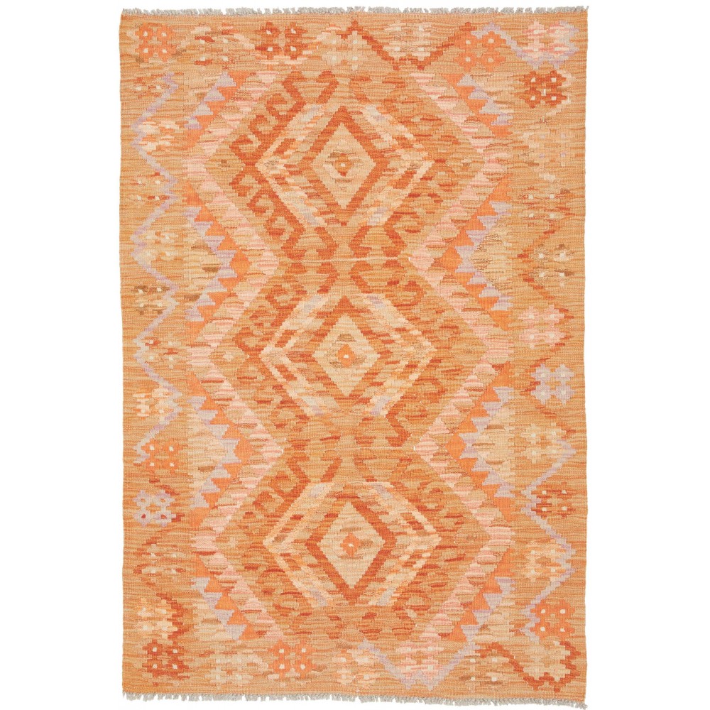 Tappeto Kilim Afghanistan arancione marrone 101x148