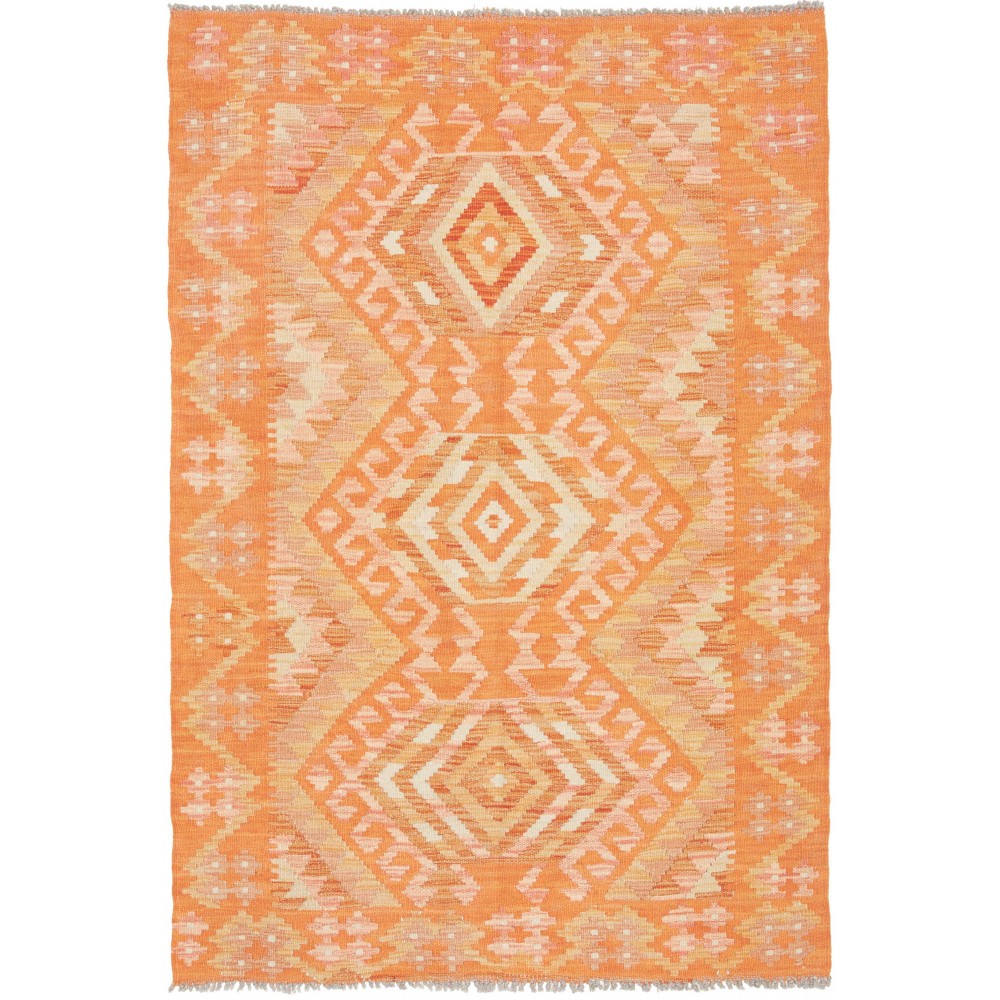 Tappeto Kilim Afghanistan arancione giallo 104x150
