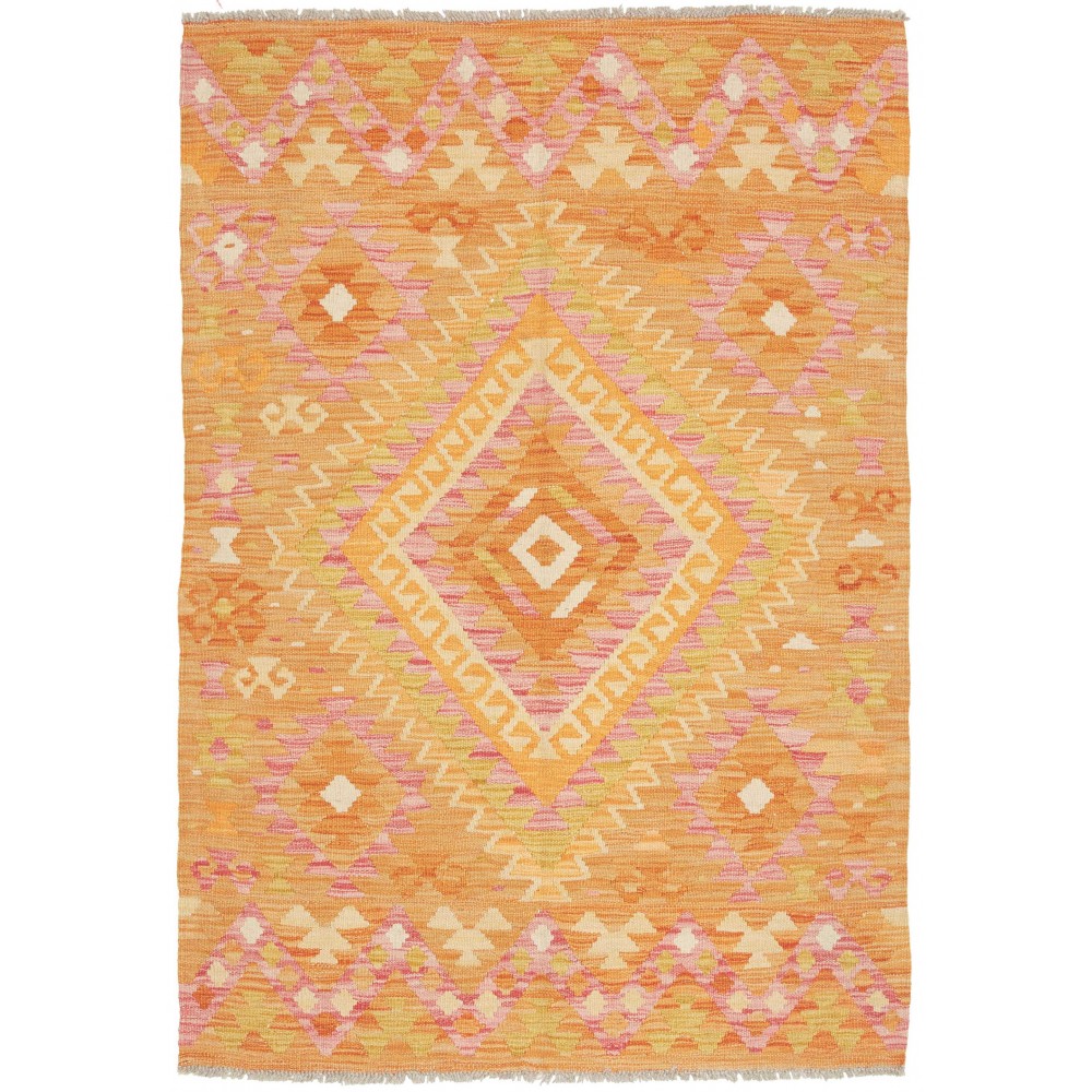 Tappeto Kilim Afghanistan arancione marrone 103x145