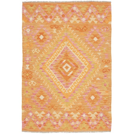 Tappeto Kilim Afghanistan arancione marrone 103x145