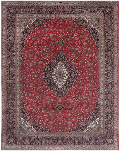 Tappeto Kashan Persia marrone blu 392x500