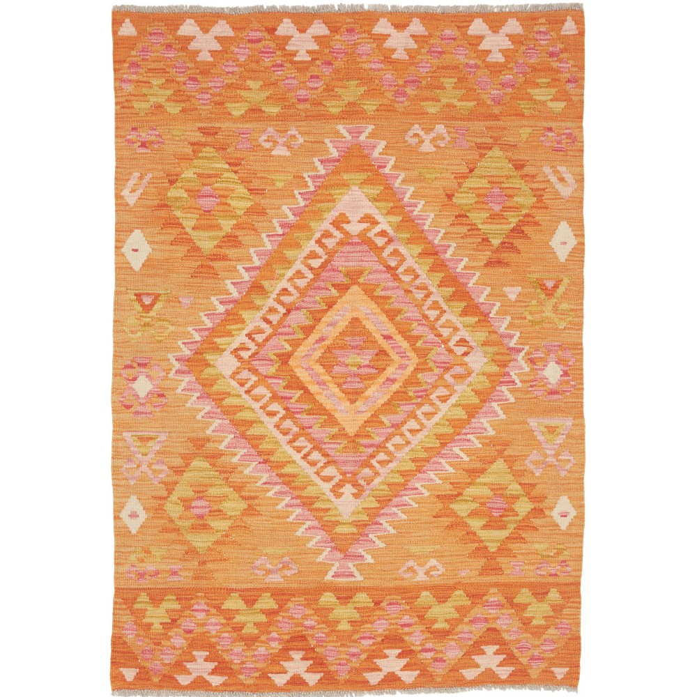 Tappeto Kilim Afghanistan arancione giallo 100x147