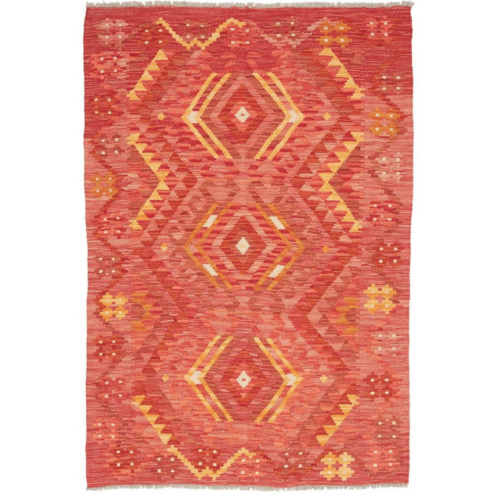 Tappeto Kilim Afghanistan rosso marrone 103x149