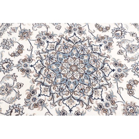 Tappeto Nain Kashmar Persia bianco grigio 202x202