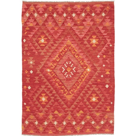 Tappeto Kilim Afghanistan rosso giallo 102x146