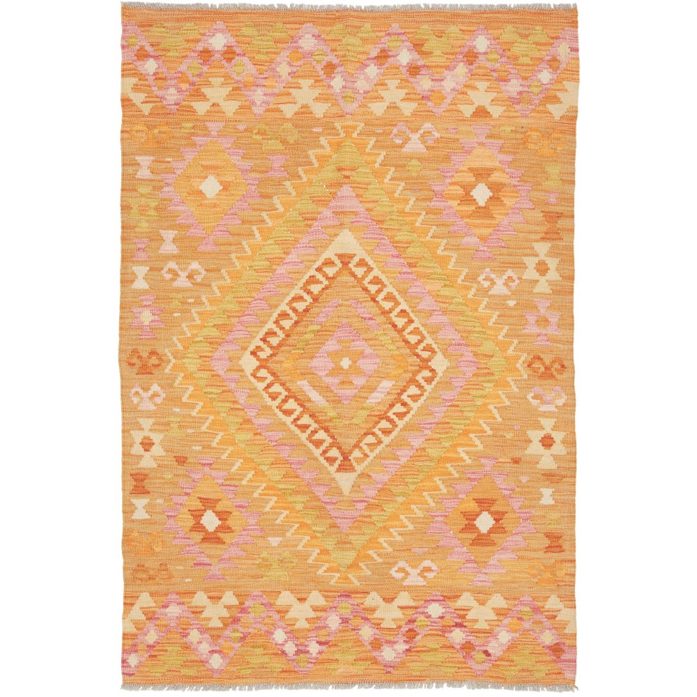 Tappeto Kilim Afghanistan arancione marrone 104x156