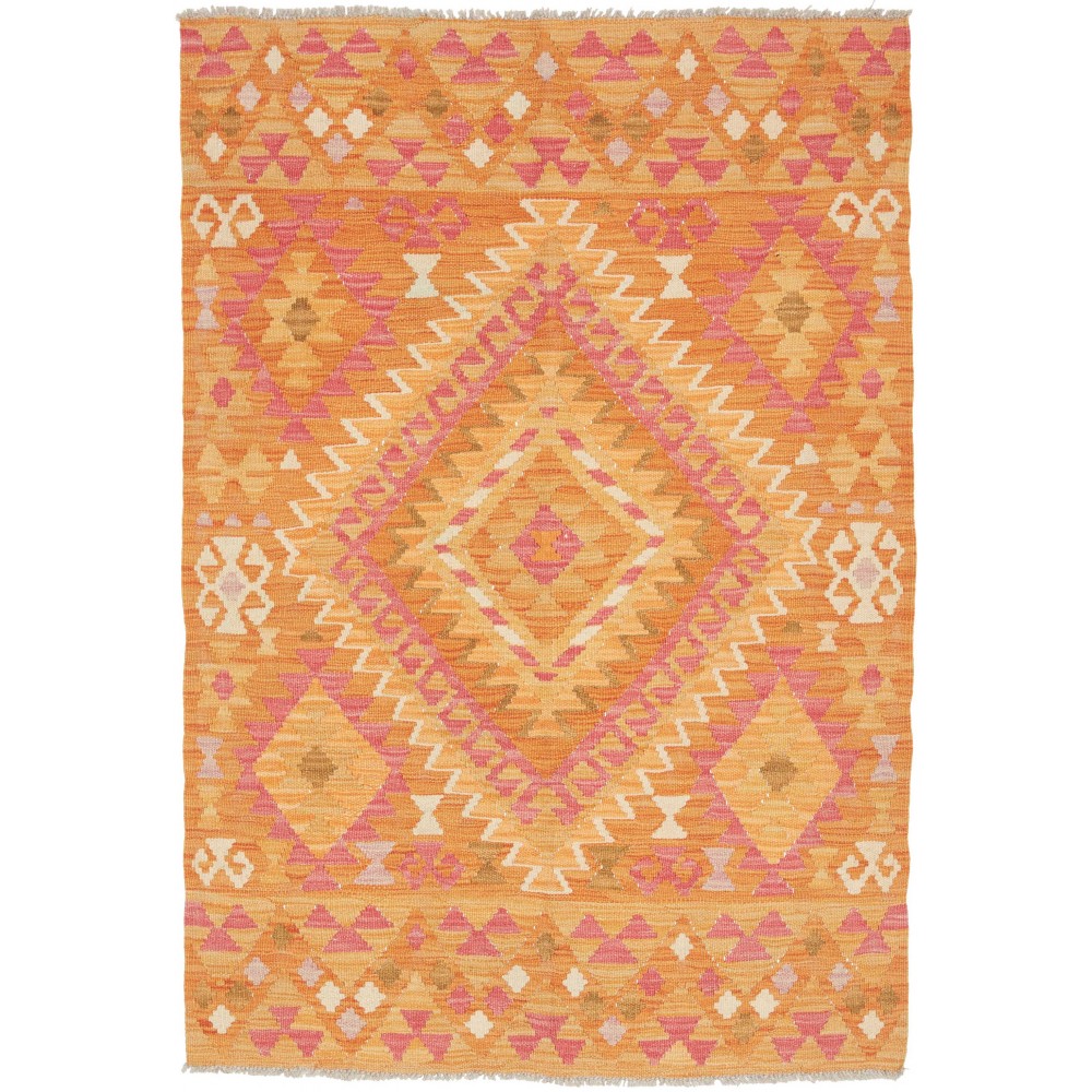 Tappeto Kilim Afghanistan arancione marrone 100x146