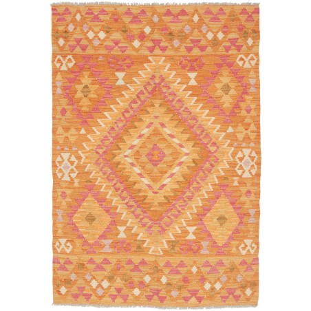 Tappeto Kilim Afghanistan arancione marrone 100x146