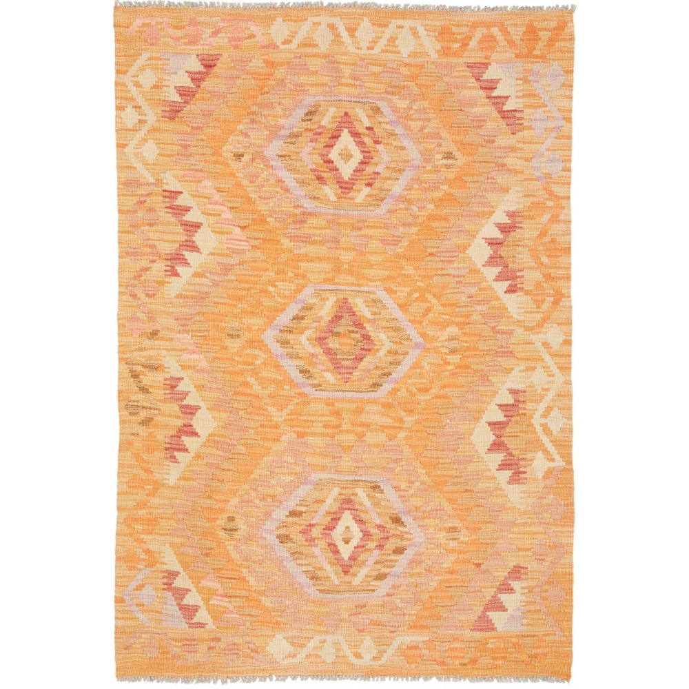 Tappeto Kilim Afghanistan marrone arancione 102x151