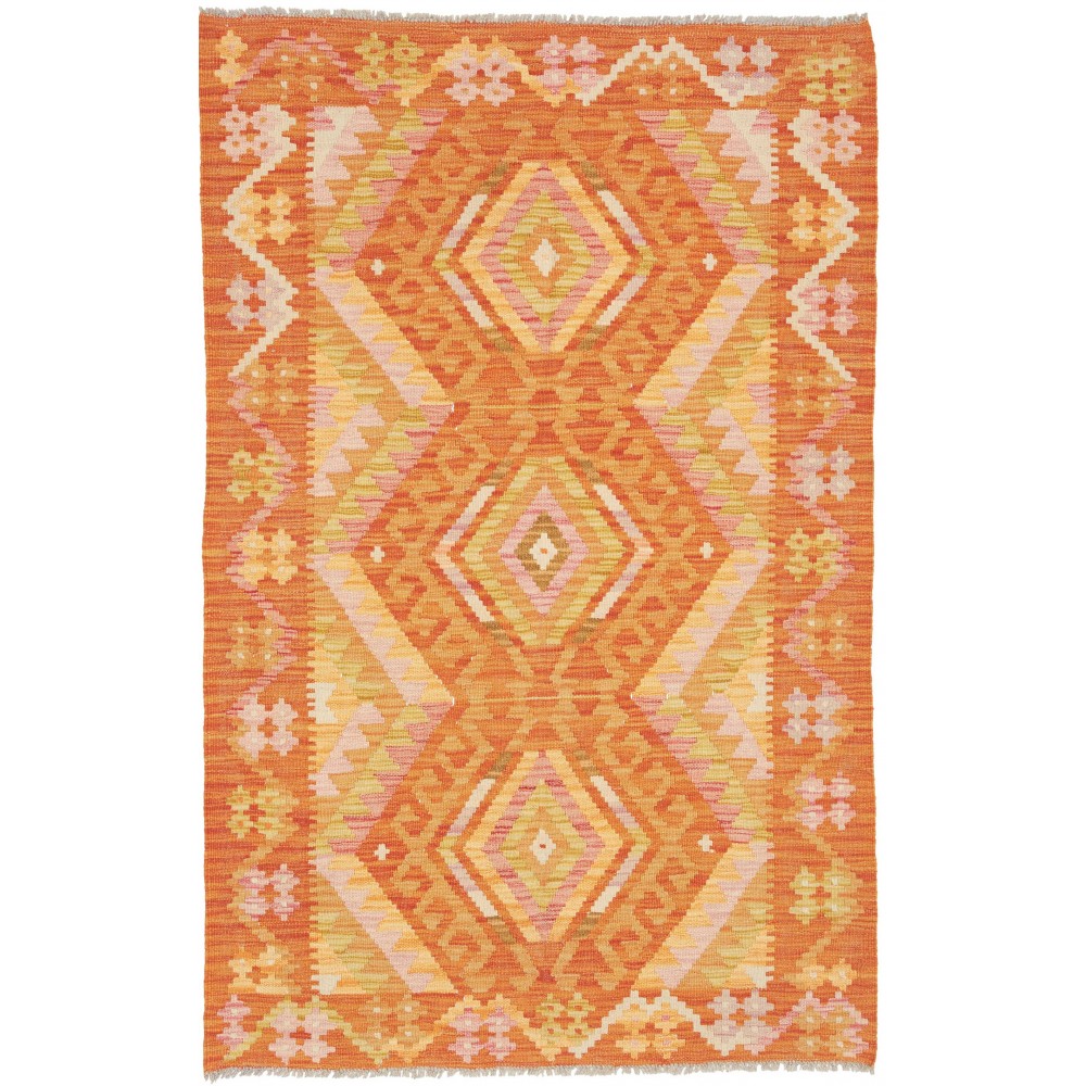 Tappeto Kilim Afghanistan marrone giallo 98x157