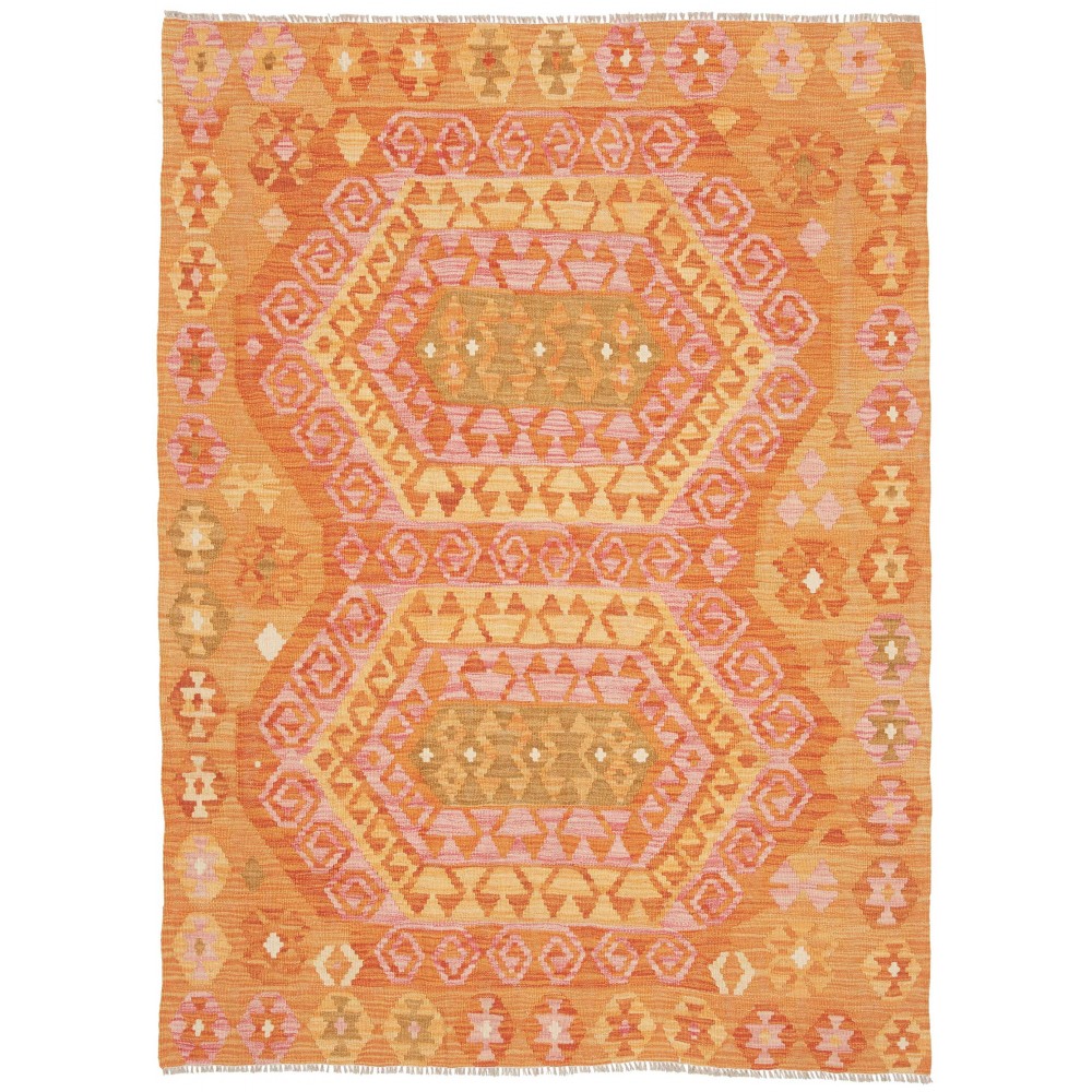 Tappeto Kilim Afghanistan arancione marrone 132x188