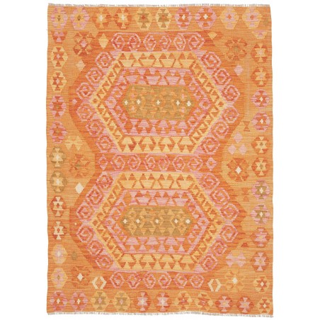 Tappeto Kilim Afghanistan arancione marrone 132x188