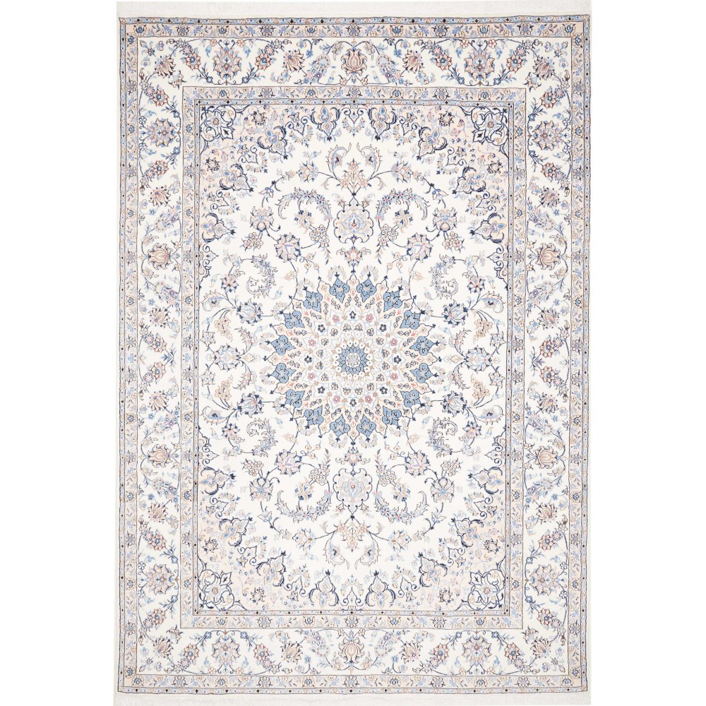Tappeto Nain Kashmar Persia bianco grigio 252x367