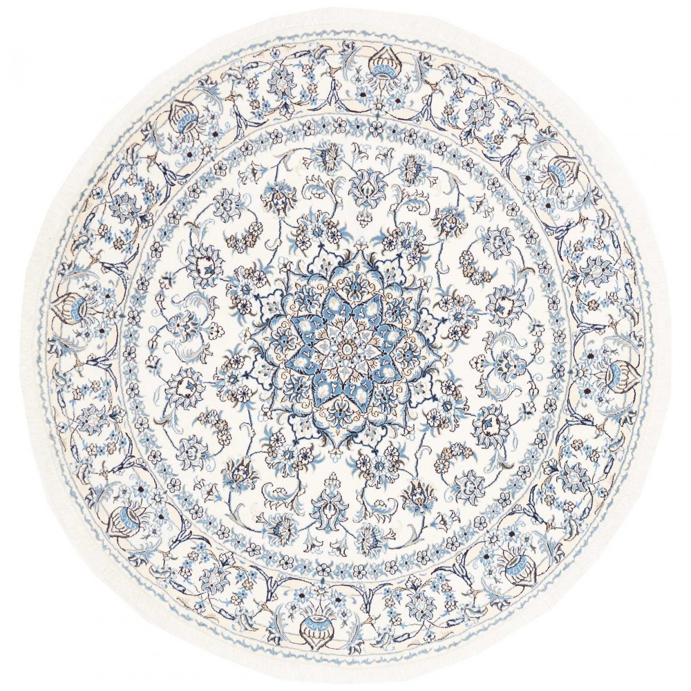 Tappeto Nain Kashmar Persia bianco grigio 189x202