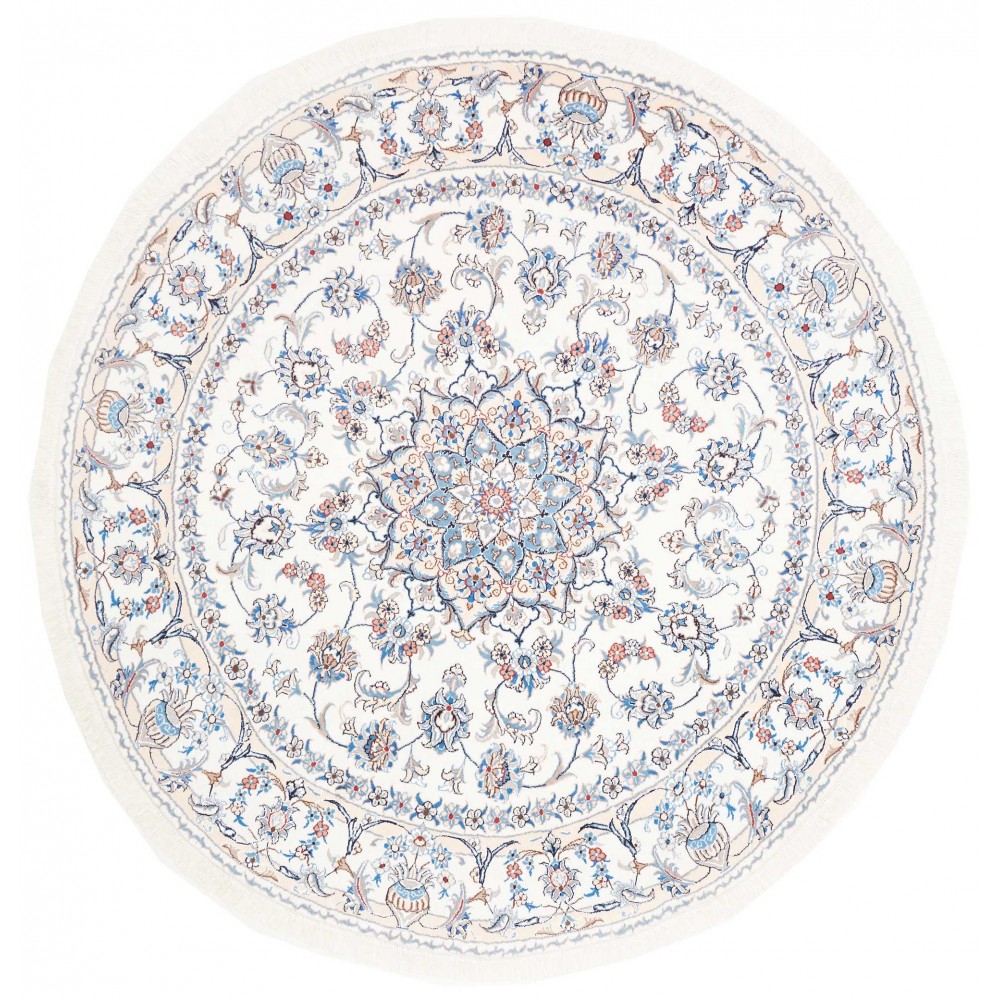 Tappeto Nain Kashmar Persia bianco azzurro 203x208