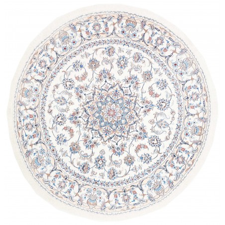 Tappeto Nain Kashmar Persia bianco azzurro 203x208