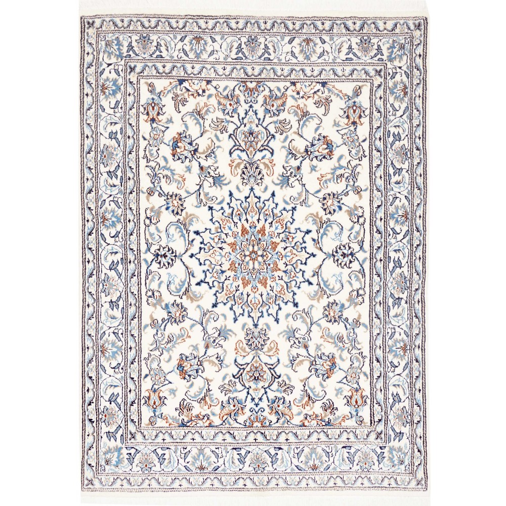 Tappeto Nain Kashmar Persia bianco azzurro 145x198