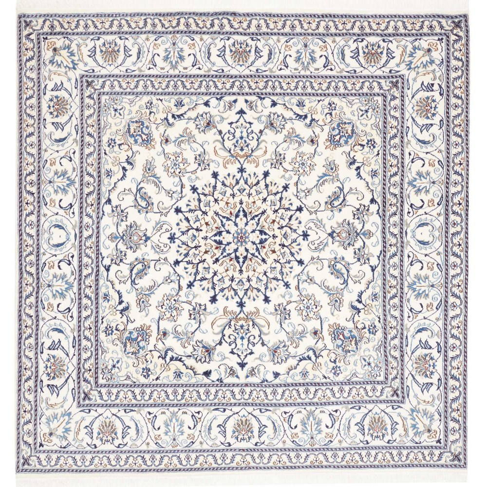 Tappeto Nain Kashmar Persia bianco azzurro 195x204