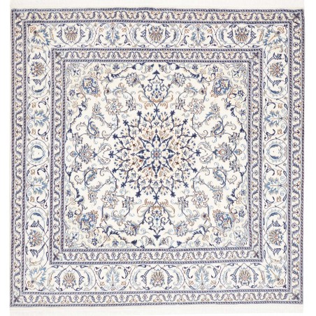Tappeto Nain Kashmar Persia bianco azzurro 195x204