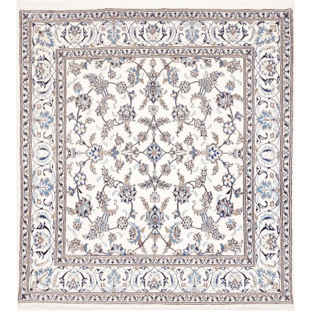 Tappeto Nain Kashmar Persia bianco azzurro 195x206