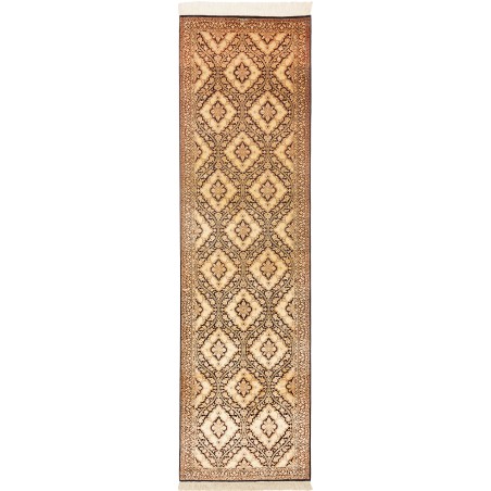 Tappeto Ghom seta Persia marrone blu 75x288