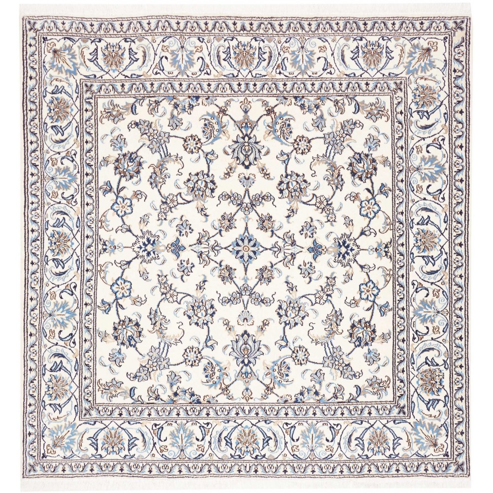 Tappeto Nain Kashmar Persia bianco grigio 198x200
