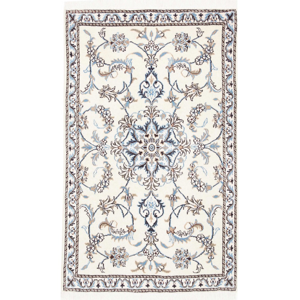 Tappeto Nain Kashmar Persia bianco grigio 88x143