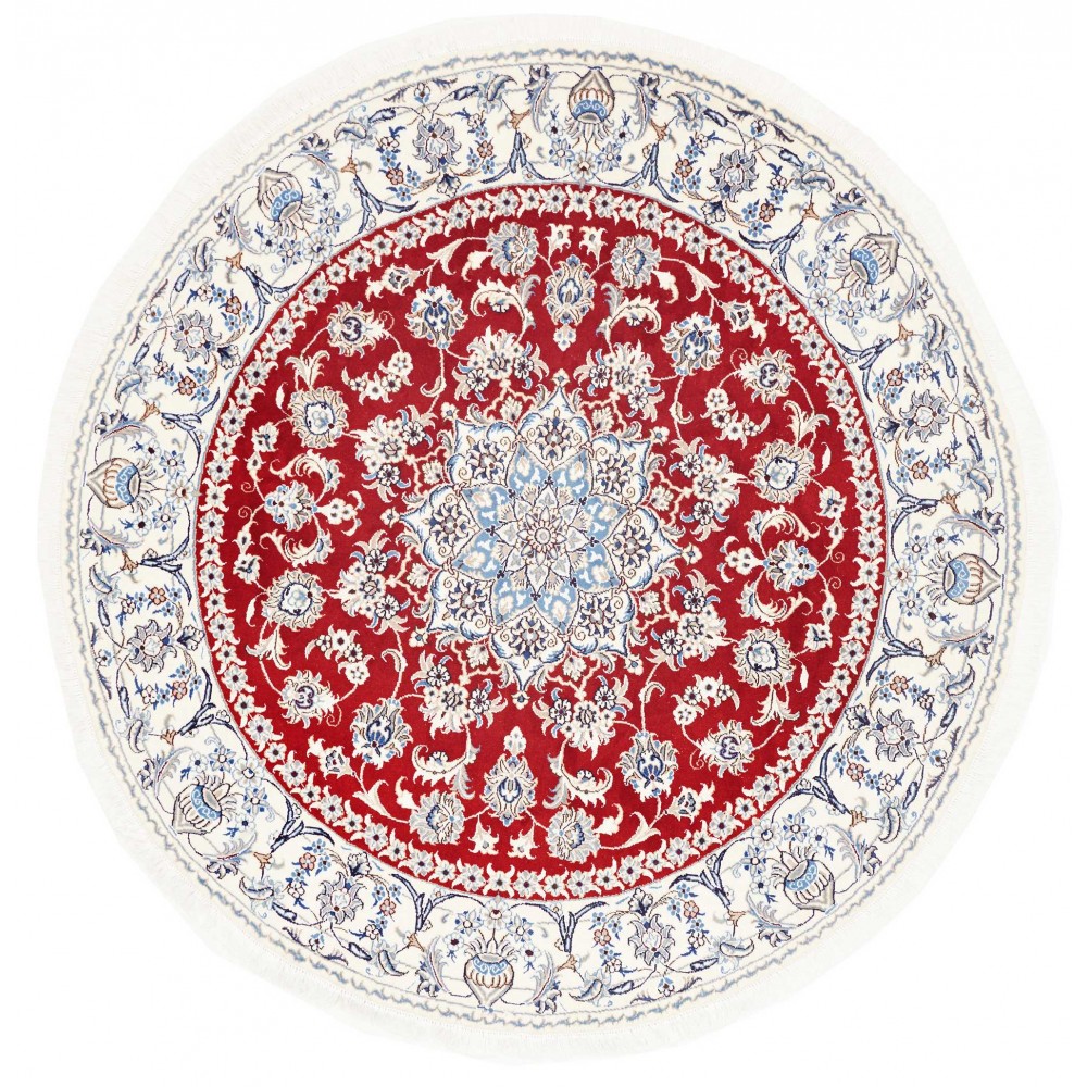 Tappeto Nain Kashmar Persia bianco marrone 195x195