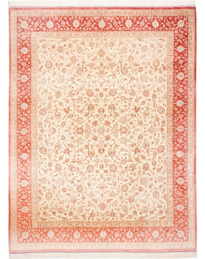 Tappeto Ghom seta Persia giallo rosso 191x248