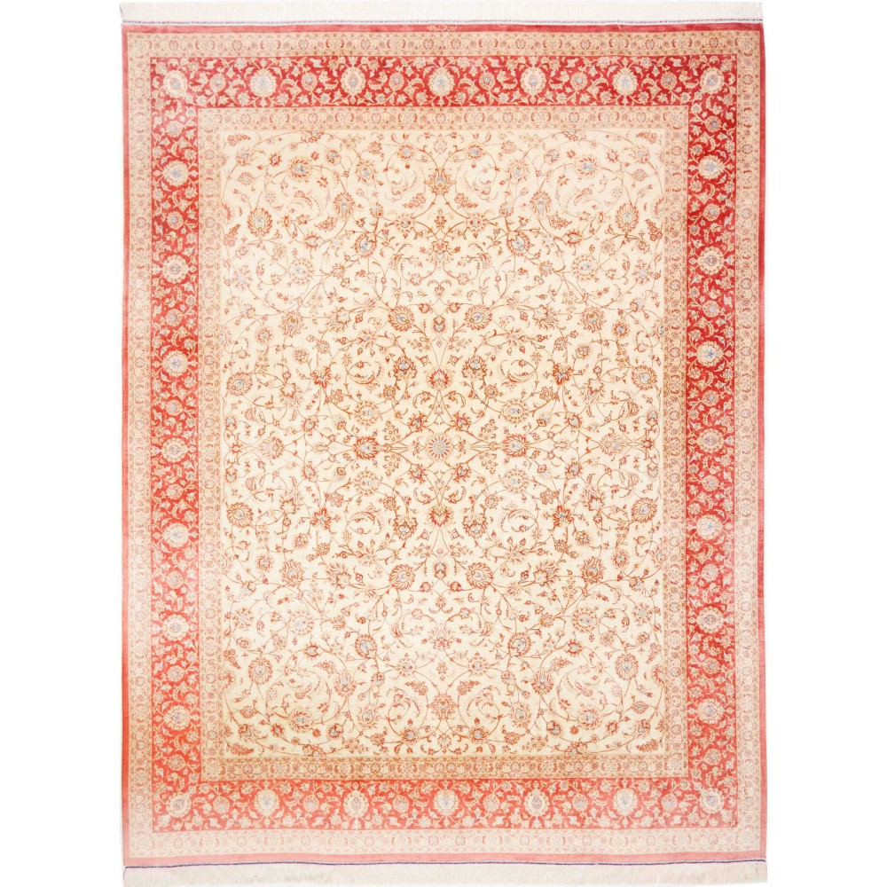Tappeto Ghom seta Persia giallo rosso 191x248