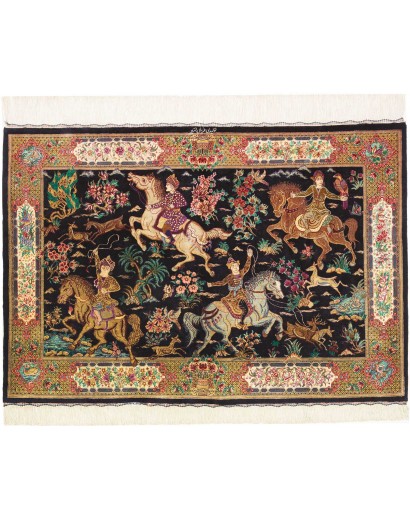 Tappeto Ghom seta Persia marrone beige 80x115