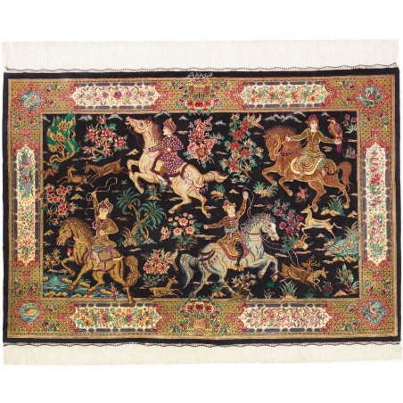 Tappeto Ghom seta Persia marrone beige 80x115