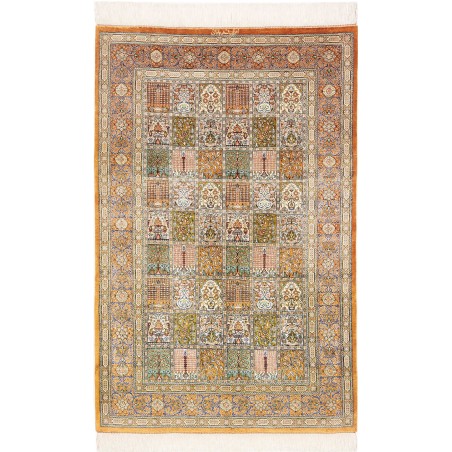 Tappeto Ghom seta Persia giallo marrone 97x152