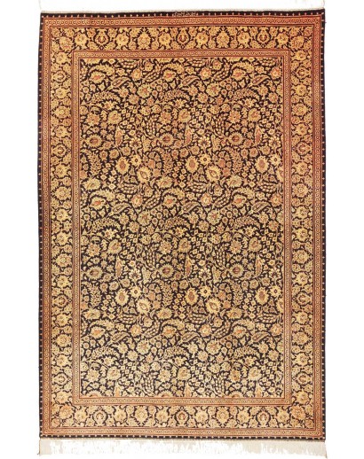Tappeto Ghom seta Persia marrone 135x203