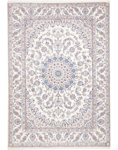 Tappeto Nain Kashmar Persia bianco azzurro 253x354