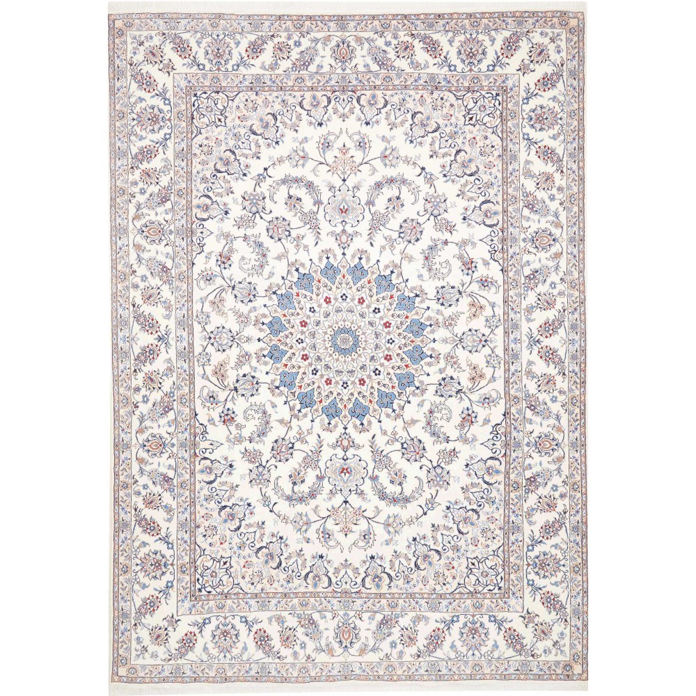 Tappeto Nain Kashmar Persia bianco azzurro 253x354