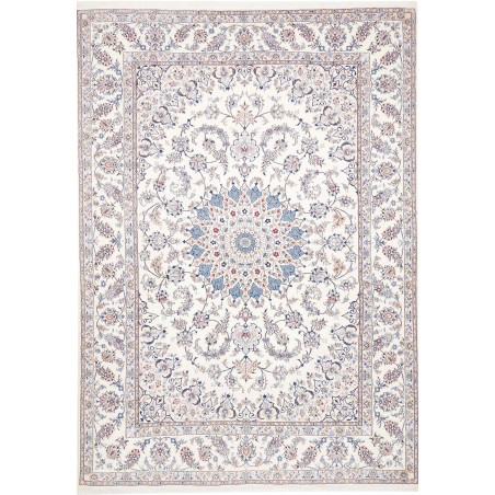 Tappeto Nain Kashmar Persia bianco azzurro 253x354
