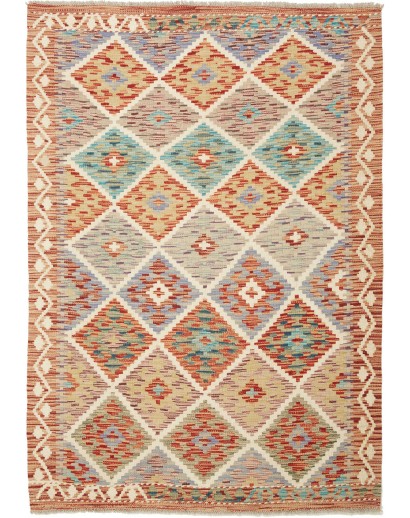 Tappeto Kilim Afghanistan marrone bianco 115x162
