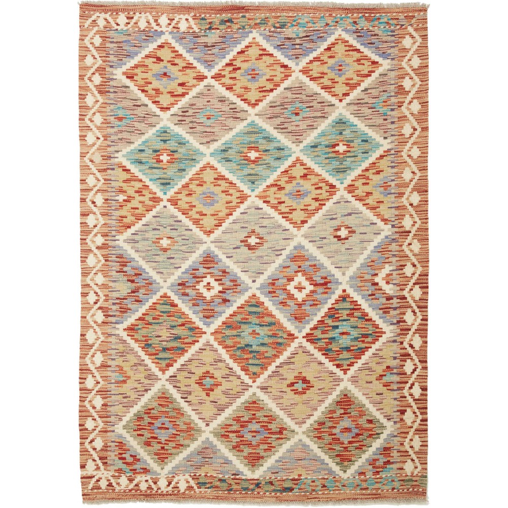 Tappeto Kilim Afghanistan marrone bianco 115x162