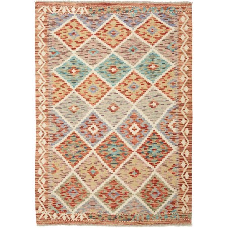 Tappeto Kilim Afghanistan marrone bianco 115x162