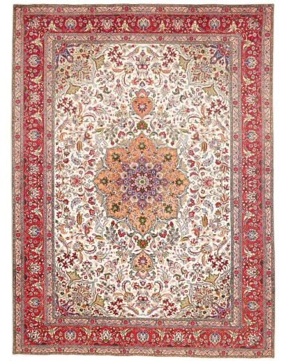 Tappeto Tabriz Persia bianco marrone 253x344