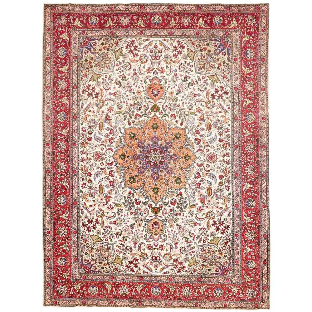 Tappeto Tabriz Persia bianco marrone 253x344