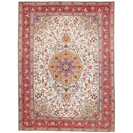 Tappeto Tabriz Persia bianco marrone 253x344