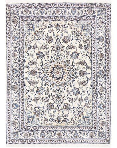 Tappeto Nain Kashmar Persia bianco grigio 145x195