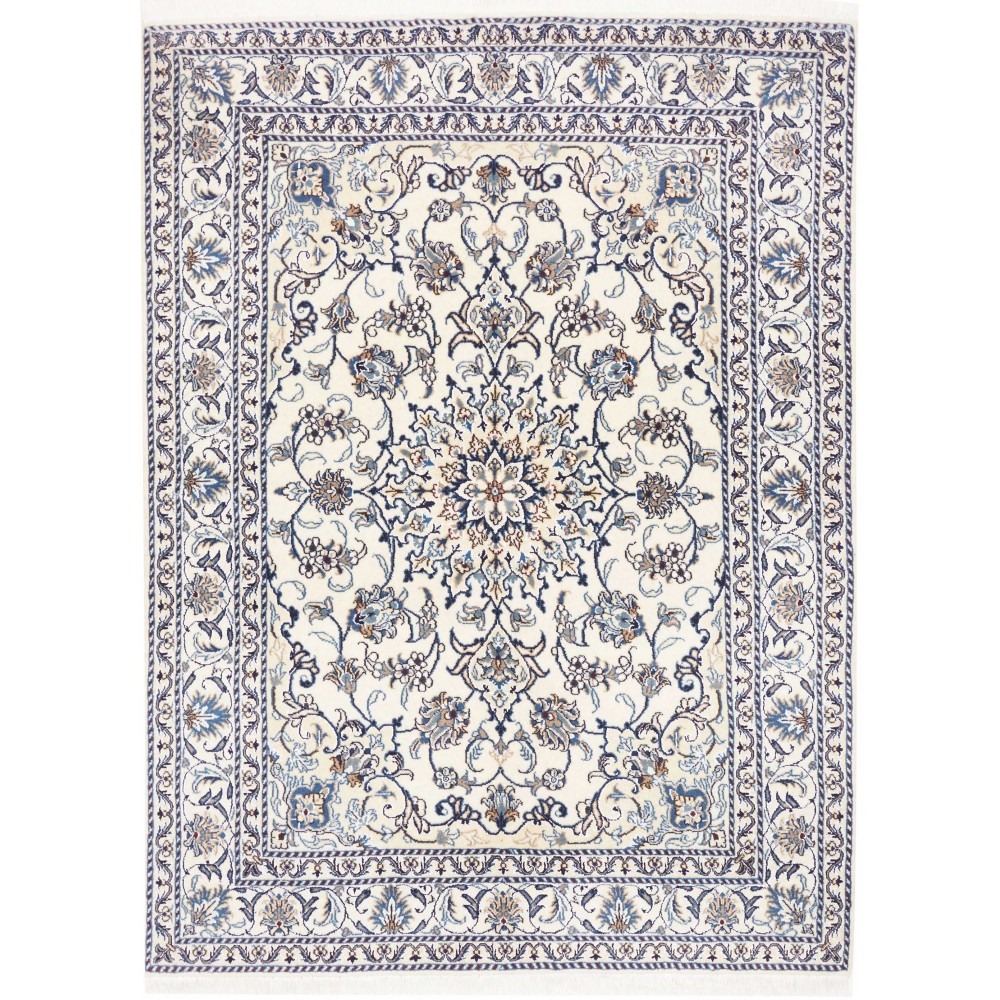 Tappeto Nain Kashmar Persia bianco grigio 145x195
