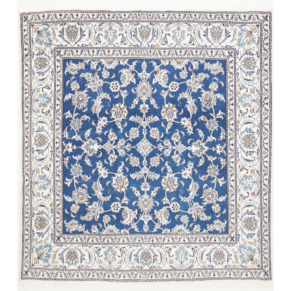 Tappeto Nain Kashmar Persia bianco grigio 196x210